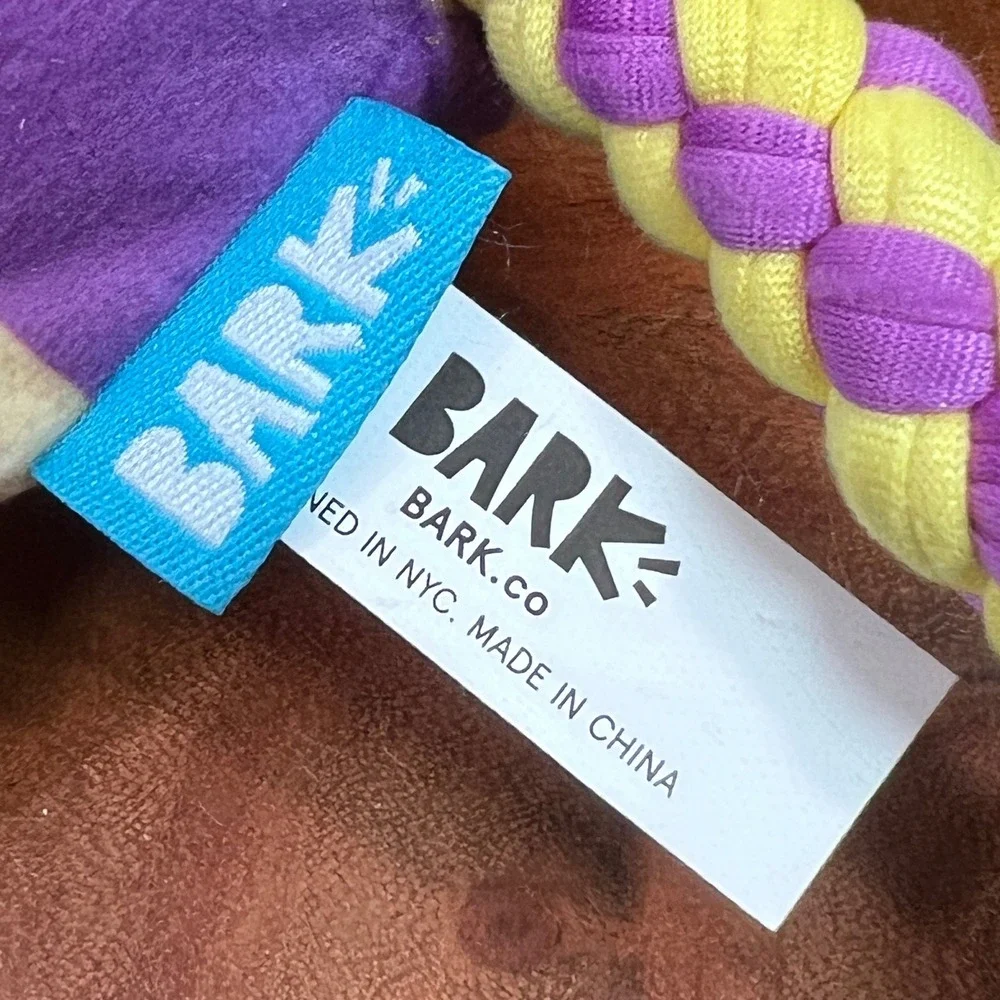 BarkBox Halloween Mummy Dog Toy Purple Yellow Braided Rope Crinkle Plush 216001